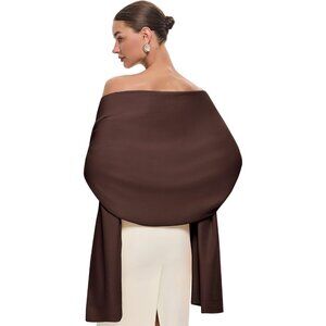 Women's Caramel Luxury Silk Satin Scarf Shawl Wrap Elegant And Stylish Accessory